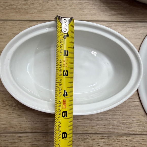 2x Vintage Pillivuyt Culinaire White Porcelain Oval Lidded Casserole‎ Dish 12oz - Picture 10 of 10